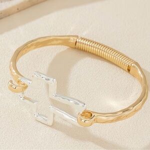 Gold and Silver Cross Hinge Bracelet NWT
